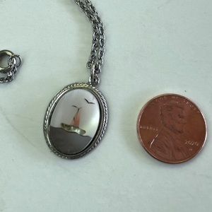 Mother of Pearl Necklace Beach Jewelry Nautical Sailboat Jewelry